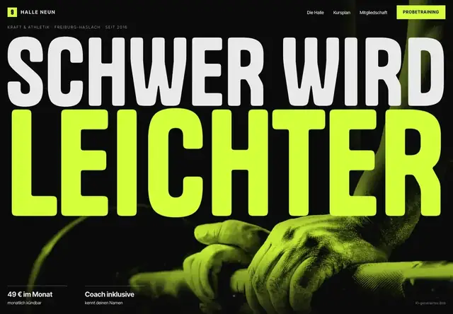 Beispielentwurf für Fitness und Kraftsport